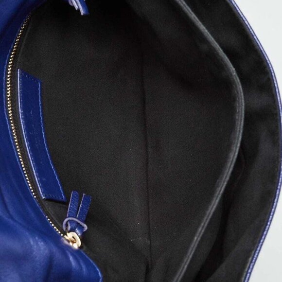 Balenciaga Blue Cobalt Chevre Leather Metallic Edge Envelope Clutch Bag - Picture 9 of 12